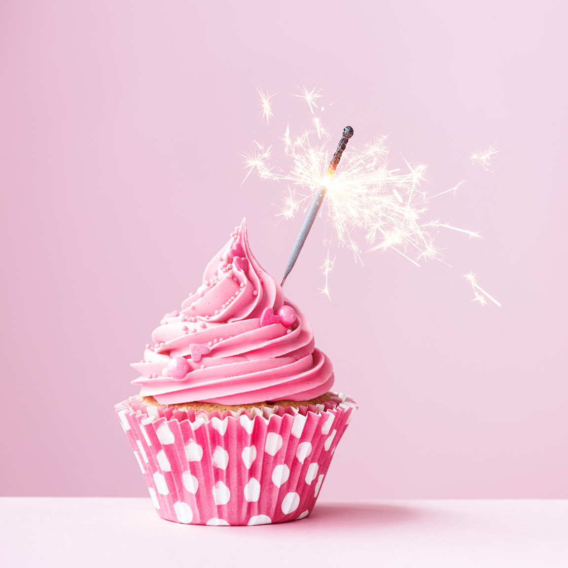 Pink Cupcake with Sparkler